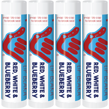 Load image into Gallery viewer, Red, White &amp; Blueberry Lip Blaka with Zinc Oxide (4pk)
